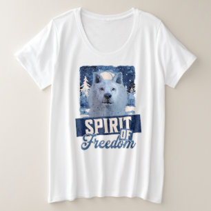 北極の狼 自由の精神 野生のデザイン プラスサイズTシャツ