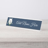 北極の白い降雪花 デスクネームプレート (正面)