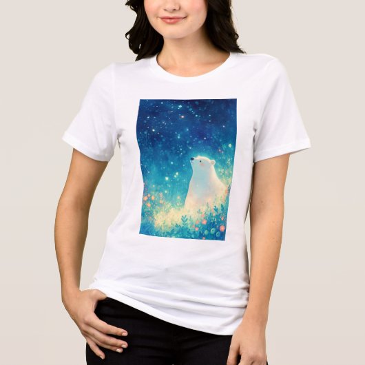 北極の空の下のホッキョクグマ トライブレンドＴシャツ (正面)