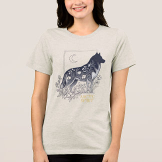 北極の精神を持つハスキー – ボタニカルタロットラインアート トライブレンドTシャツ