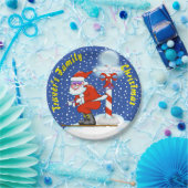 北極の紙皿のスキーサンタ ペーパープレート (パーティー)