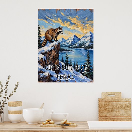 北極の視線：氷に覆われた湖の上にラクーン ポスター (キッチン)