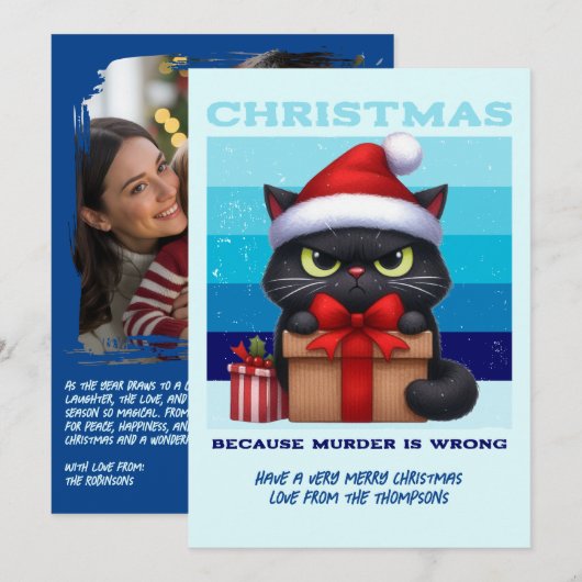 北極の輝き 面白い猫 レトロ クリスマス 写真 (正面/裏面)