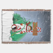 北極の雪だるまドラゴン ペンギン クリスマス スローブランケット (正面)
