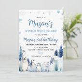 北極の青い動物の冬の2番目の誕生日 招待状 (スタンド正面)
