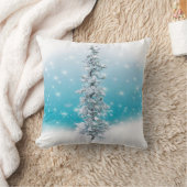 北極の青い銀霜の降りたは常緑の輝きを放つ クッション (ブランケット)