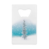 北極の青い銀霜の降りたは常緑の輝きを放つ クレジットカード栓抜き (裏面)