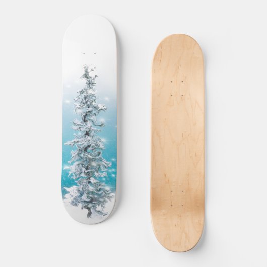 北極の青い銀霜の降りたは常緑の輝きを放つ スケートボード (正面)