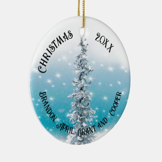 北極の青い銀霜の降りたは常緑の輝きを放つ セラミックオーナメント (右)