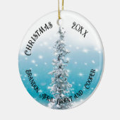 北極の青い銀霜の降りたは常緑の輝きを放つ セラミックオーナメント (左)