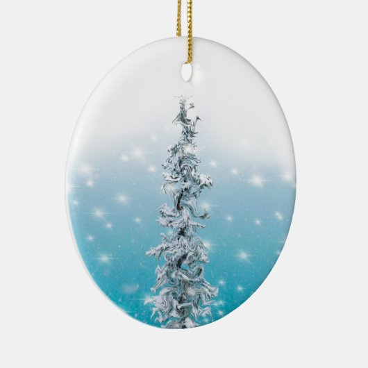 北極の青い銀霜の降りたは常緑の輝きを放つ セラミックオーナメント (右)