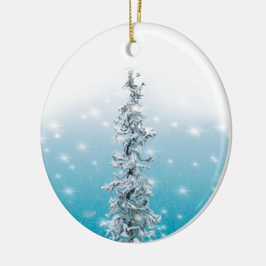 北極の青い銀霜の降りたは常緑の輝きを放つ セラミックオーナメント (左)