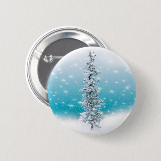 北極の青い銀霜の降りたは常緑の輝きを放つ 缶バッジ (正面&裏面)