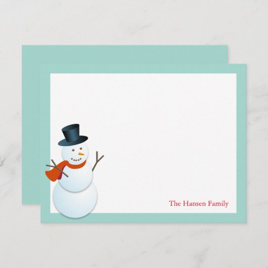 北極の青い雪だるまがホリデーシーズンに感謝を伝える ノートカード (正面/裏面)