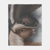 北極への愛情：雪の中のアイスランドの馬 フリースブランケット (正面)