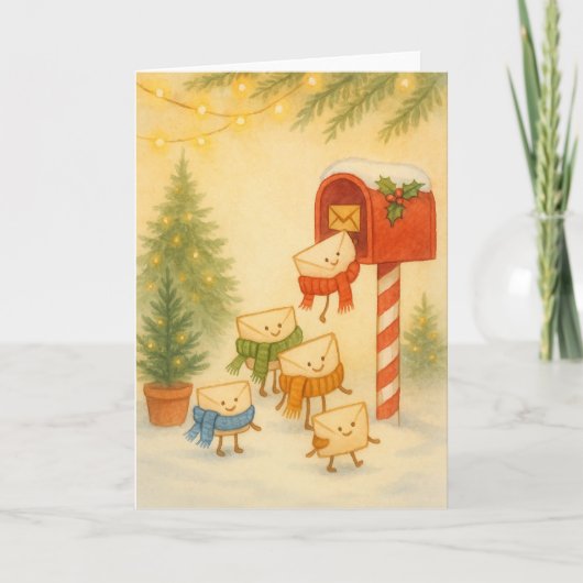 北極への郵便箱 - 冬のウォームアップ シーズンカード (正面)