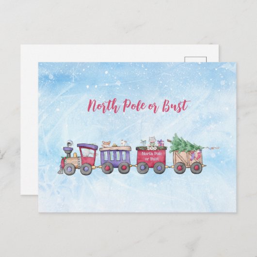 北極またはバストクリスマス機関車カスタム機関車 シーズンポストカード (正面/裏面)