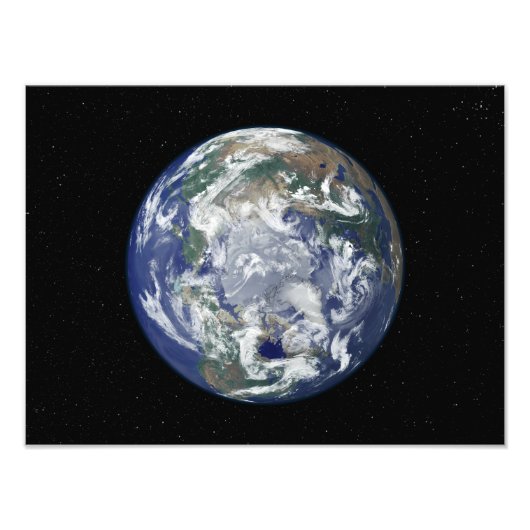 北極を中心とした完全に照らされた地球 フォトプリント            (正面)