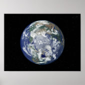 北極を中心とした完全に照らされた地球 ポスター (正面)