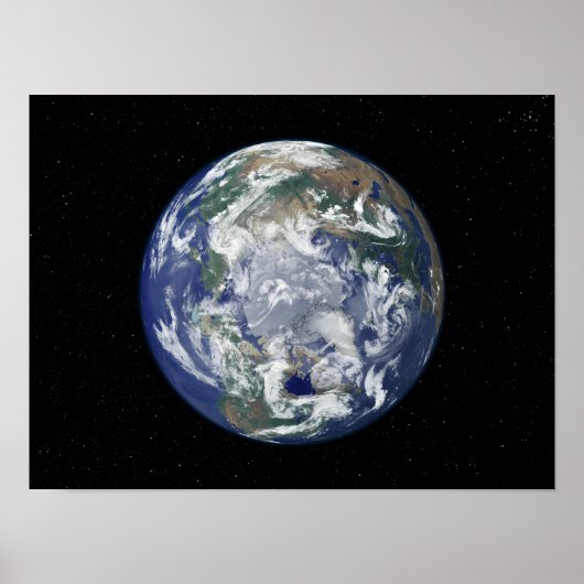 北極を中心とした完全に照らされた地球 ポスター (正面)