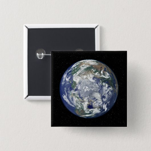 北極を中心とした完全に照らされた地球 缶バッジ (正面&裏面)