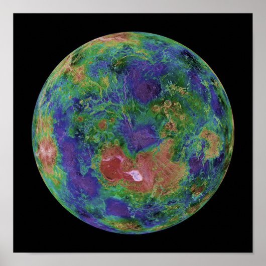北極を中心とした金星 ポスター (正面)