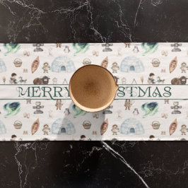 北極アドベンチャーノーザンライトフォレスト ショートテーブルランナー