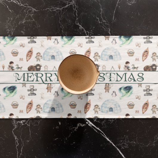 北極アドベンチャーノーザンライトフォレスト ショートテーブルランナー