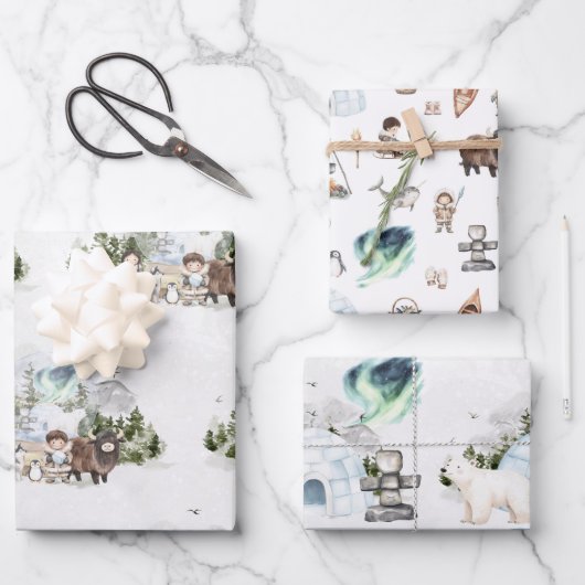 北極アドベンチャーノーザンライトフォレスト ラッピングペーパーシート (正面)