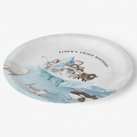 北極アドベンチャーバースデーパーティー ペーパープレート (アングル)