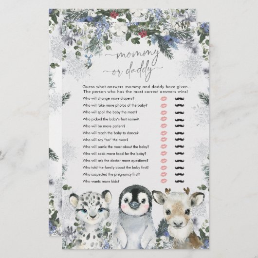 北極アニマルウィンターオンダーランドモーミーまたはパパ (正面/裏面)