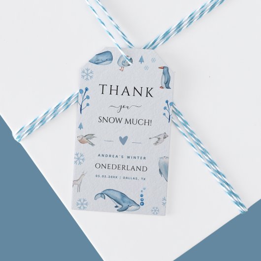 北極アニマルズブルー冬オンダーランド1歳の誕生日 ギフトタグ