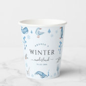 北極アニマルズブルー冬オンダーランド1歳の誕生日 紙コップ (正面)