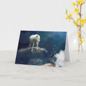 北極オオカミのムーンストライダー カード (黄色い花)