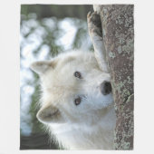 北極オオカミ フリースブランケット (正面)
