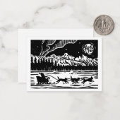 北極カードにドッグスリー付きクリスマスサンタ ノートカード (正面/裏面インサイチュ)