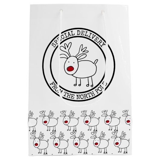 北極キッズクリスマスからの特別な配達 ミディアムペーパーバッグ (裏面)