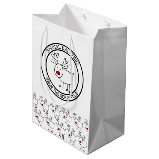 北極キッズクリスマスからの特別な配達 ミディアムペーパーバッグ (裏面アングル)
