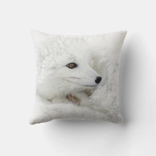 北極キツネは冬に巻き上げられた クッション (裏面)