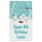 北極キツネウィンターブルーハッピーバースデースモールギフト スモールペーパーバッグ (裏面)