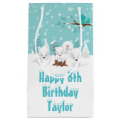 北極キツネウィンターブルーハッピーバースデースモールギフト スモールペーパーバッグ (正面)