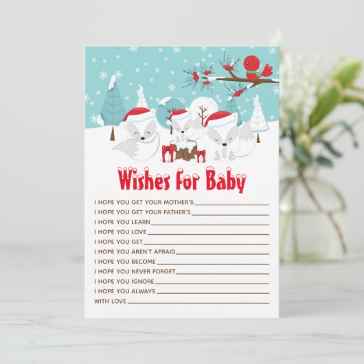 北極キツネクリスマスウッドランドがベビーを願う 招待状 (スタンド正面)