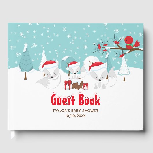 北極キツネクリスマスウッドランドベビーシャワー ゲストブック (正面)