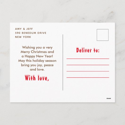 北極キツネクリスマスウッドランドメリークリスマス シーズンポストカード (裏面)