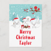 北極キツネクリスマスウッドランドメリークリスマス シーズンポストカード (正面)