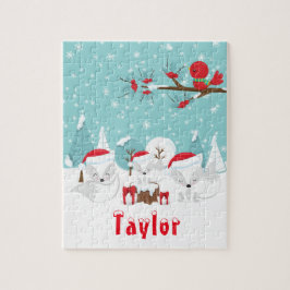 北極キツネクリスマスウッドランド ジグソーパズル