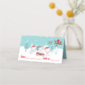 北極キツネクリスマスベビーシャワーシート プレイスカード (正面)