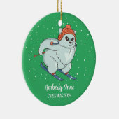 北極キツネスキークリスマススノーウィーウィンターホリデー セラミックオーナメント (右)