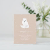 北極キツネスノーピンクベビーガール冬のベビーシャワー 招待状 (スタンド正面)