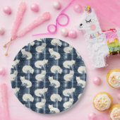 北極キツネ冬クリスマスタータンチェック格子模様2 ペーパープレート (パーティー)